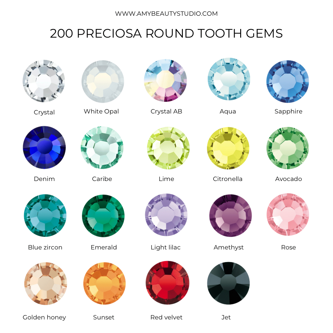 200 gemas dentales redondas PRECIOSA® - Todos los colores